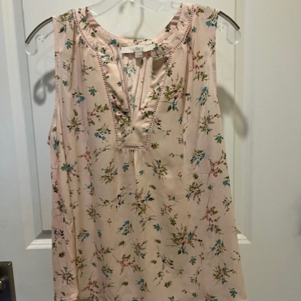 LOFT Medium pink floral sleeveless blouse